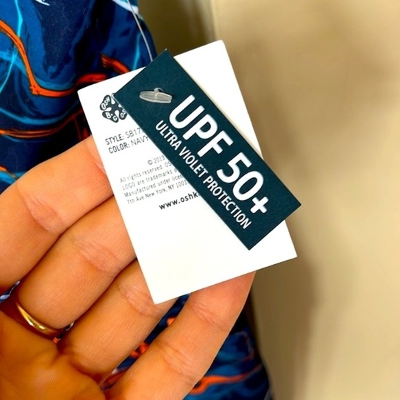 Brand New Oshkosh Swim Shorts Navy Blue Orange Graphic Shark Print Swim Trunks - Picture 5 of 13